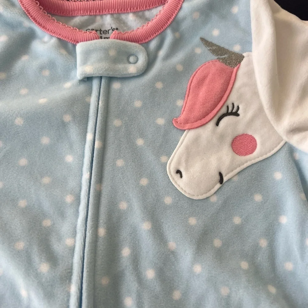 Carter's 1 Piece Fleece Unicorn Pajama PJs‎ Toddler Girl Sleeper Footie Size 24M